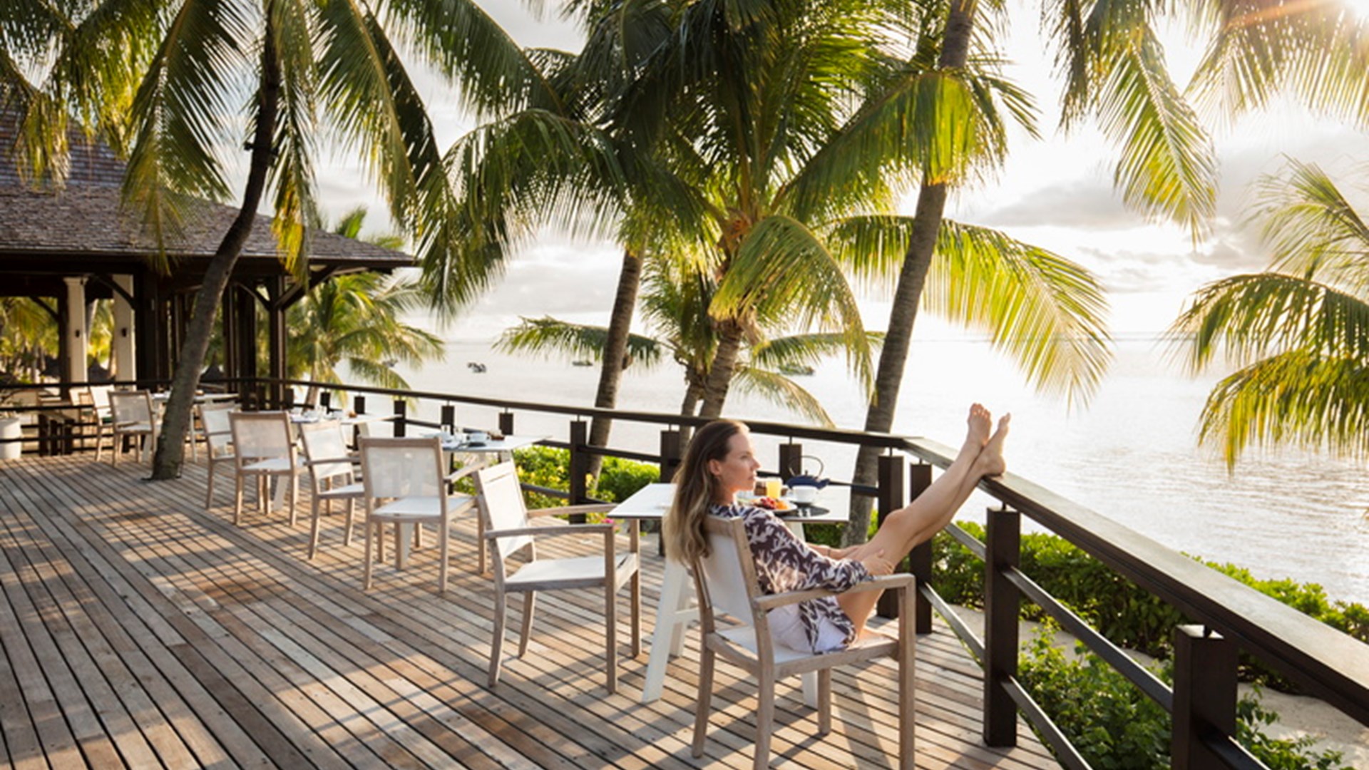 At The Kitchen's deck at LUX* Le Morne