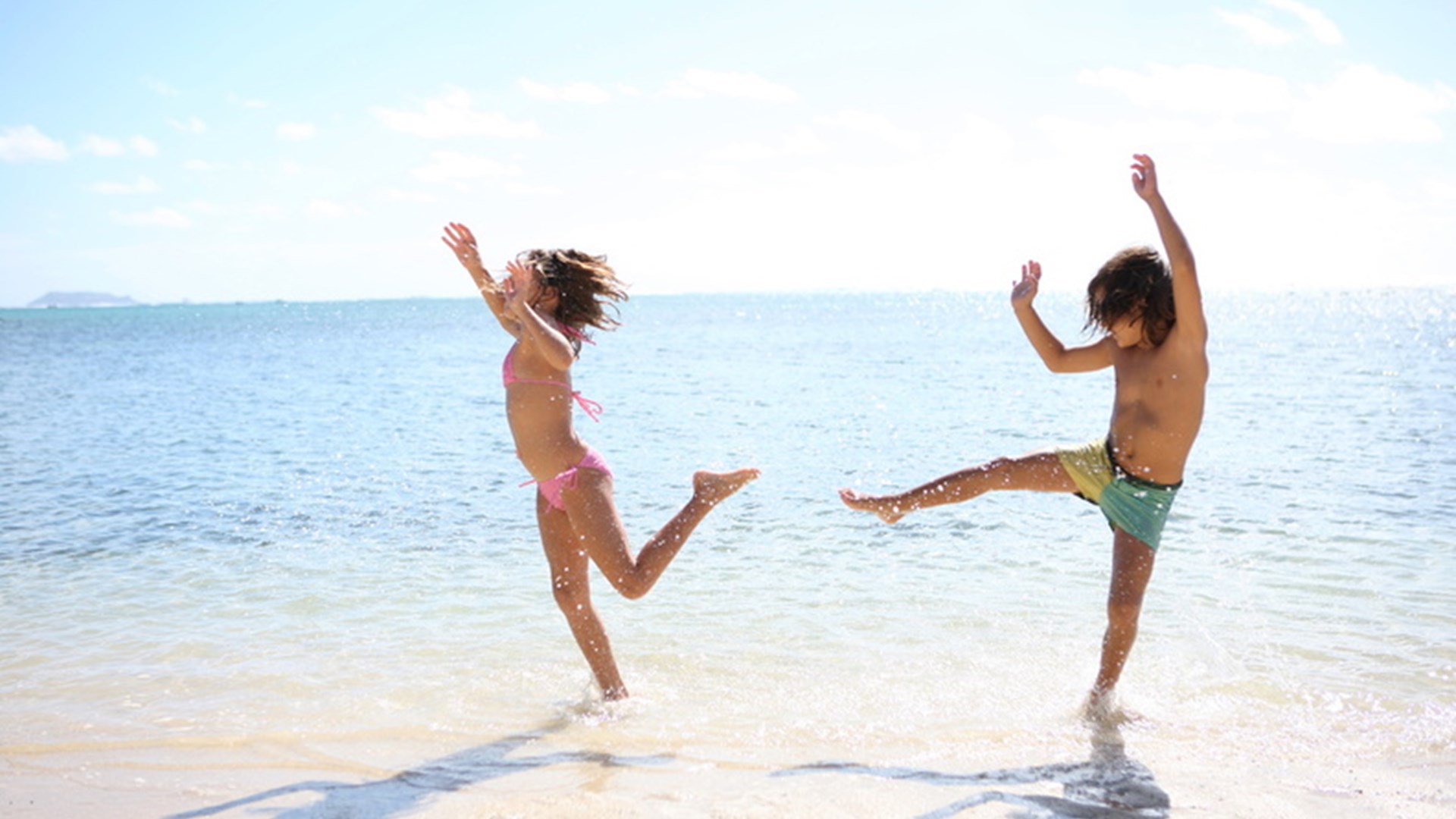 Kids playing on the beach
