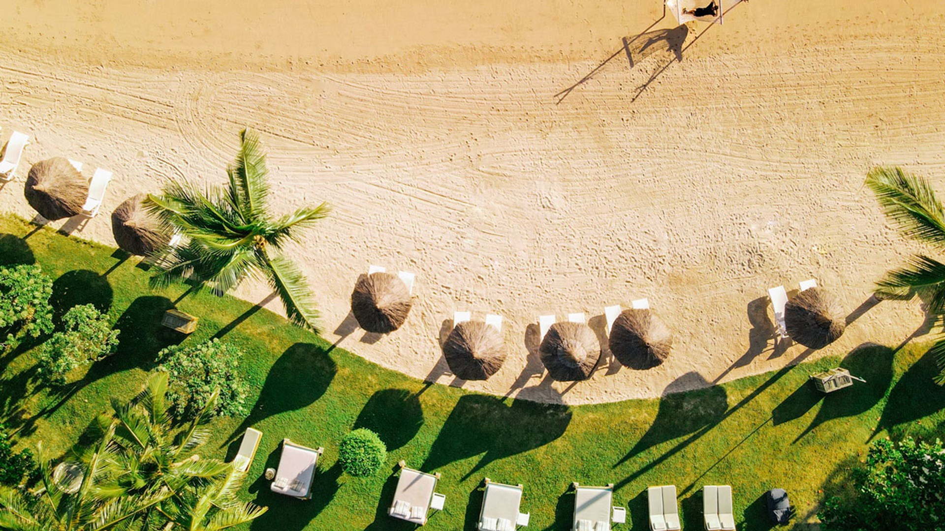 Aerial view of the beach of LUX* Grand Gaube